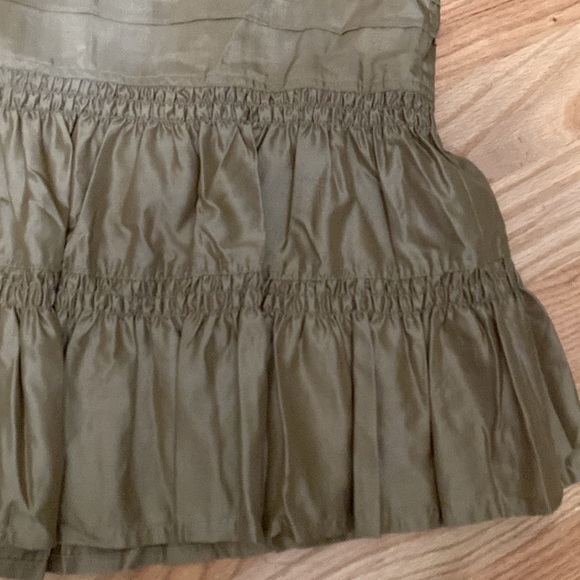 Banana Republic 100% Silk Midi Skirt Womens 4 gathered ruffles Champaign beige - Picture 4 of 12